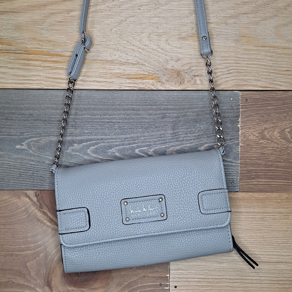 Nicole Miller soft embossed gray wallet crossbody